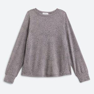 Kaileigh Lila Crew Neck Knit top Grey Leopard Size XL